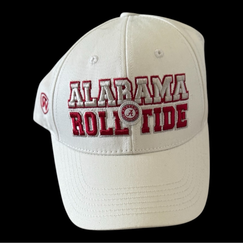 Alabama Crimson Tide Hat Cap Top of World One Fit Adjustable Roll Tide White